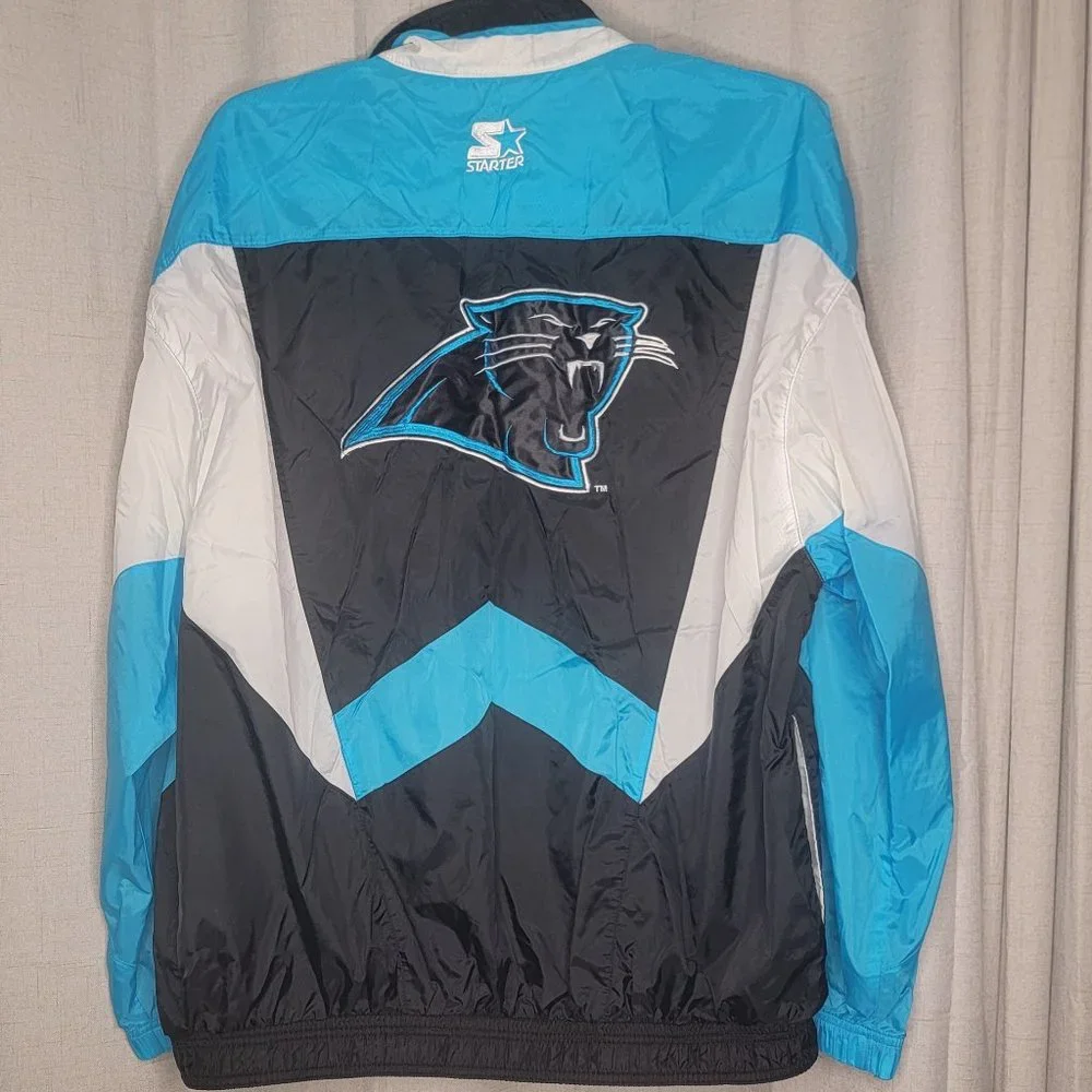 VINTAGE STARTER Carolina Panthers Mens XL Windbreaker - Picture 2 of 6